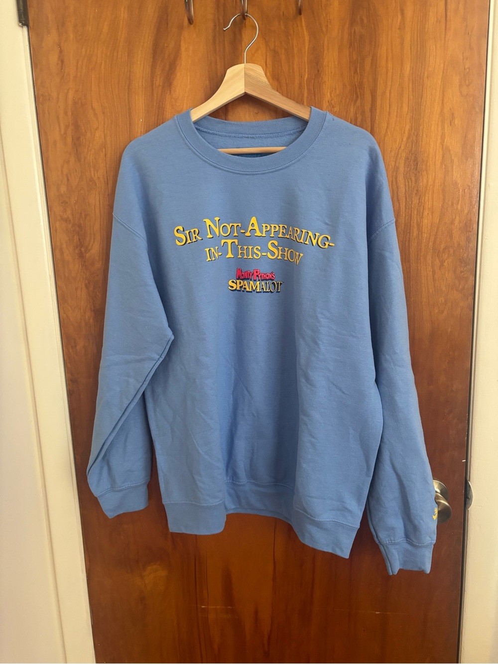 Blue Spamalot Broadway Crewneck Sweatshirt NWOT
